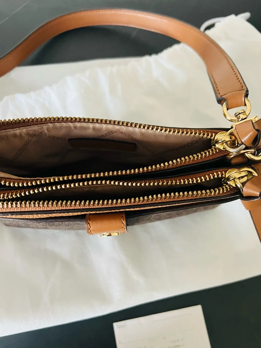 Michael Kors Brown & Tan Signature Crossbody Shoulder Bag